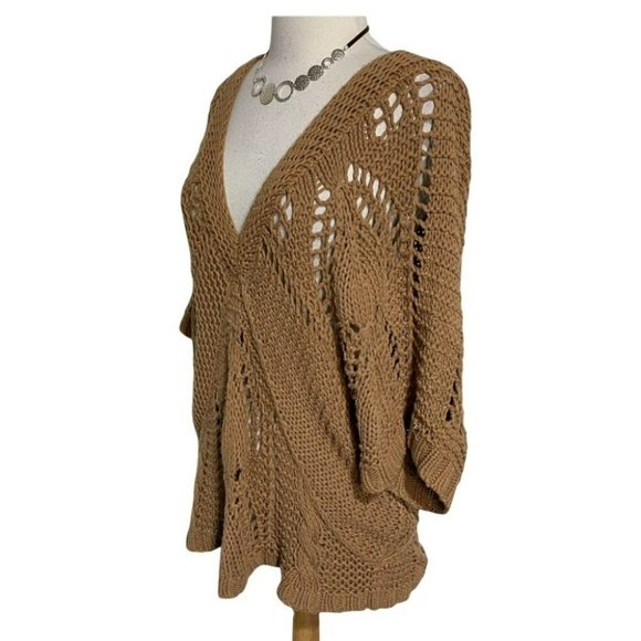 Old Navy XL tan Boho loose knit V-neck sweater - Picture 2 of 6